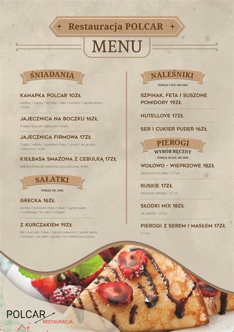 Menu restauracji